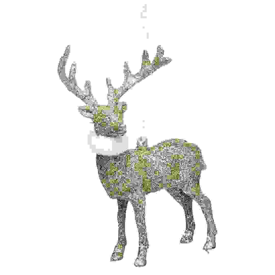 Atmosphera Christmas Eve Polystyrene Glitter Reindeer Hanging (11 x 4 x 15 cm)