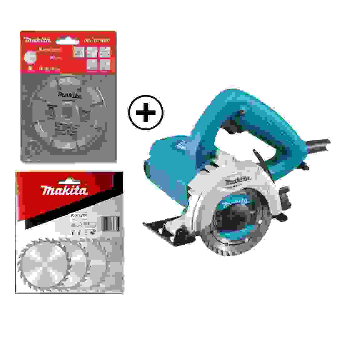 عرض كومبو ماكينة قطع ماكيتا إم تي (110 ملم) + شفرات لمواد البناء والخشب