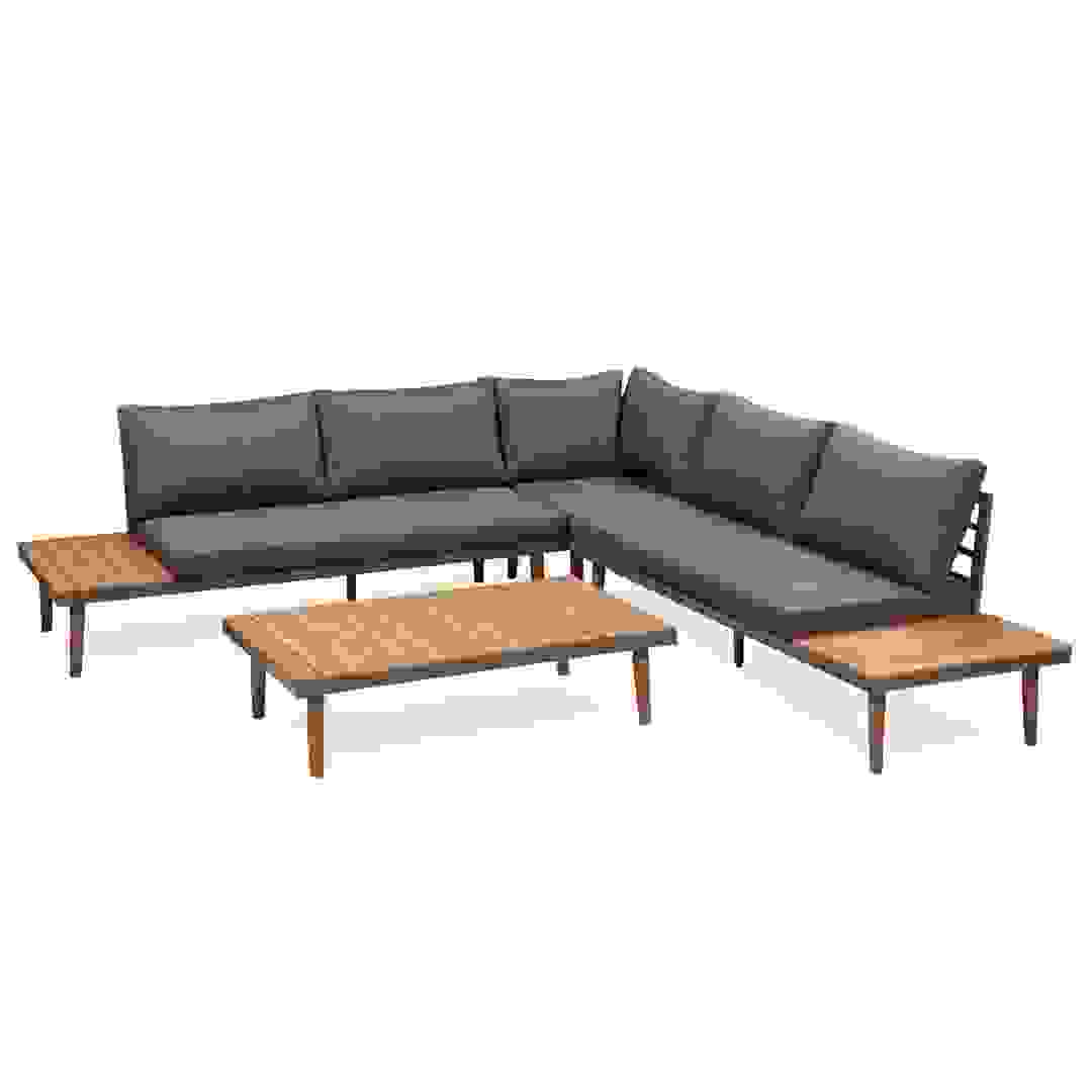Acacia Wood Corner Sofa Set W/Cushions Newport