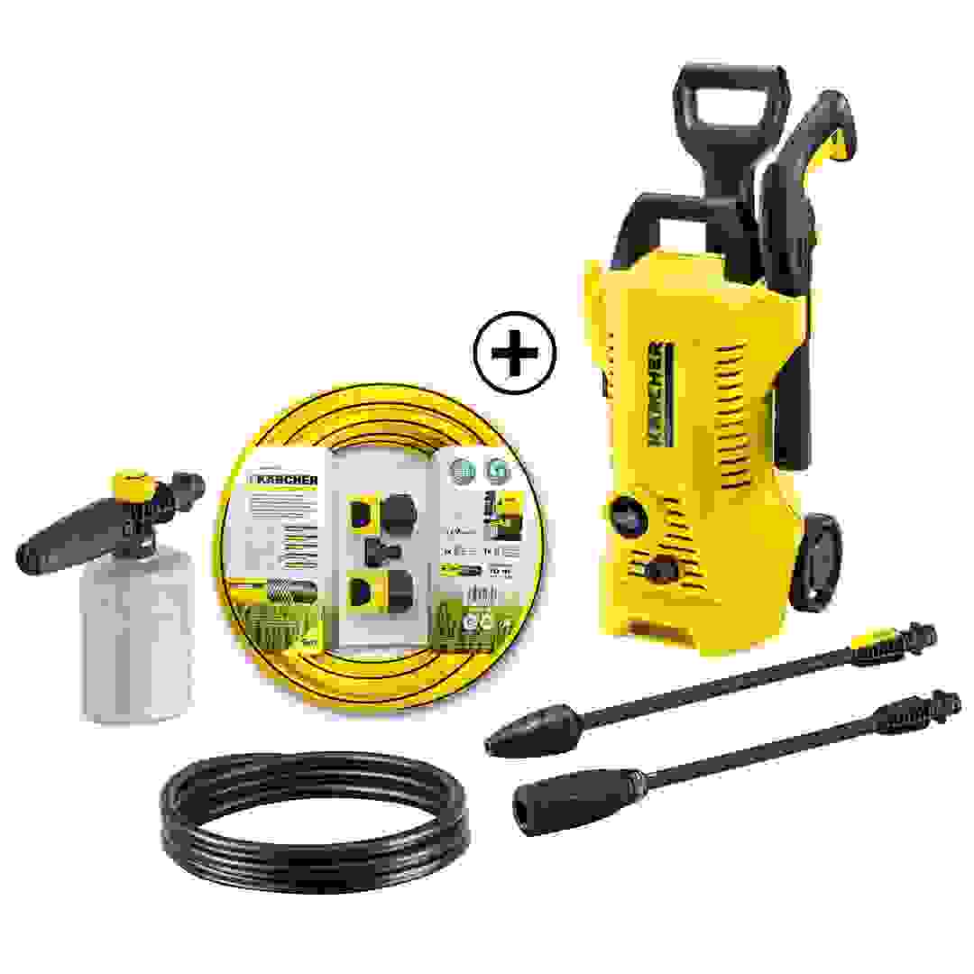 Karcher K2 Power Control Pressure Washer (110 bar) + Karcher FJ 6 Foam Jet + Karcher Pressure Washer Hose Set