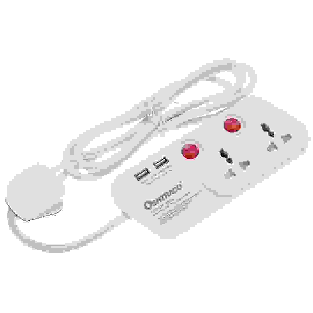 Oshtraco 2-Way Switched Extension Cord W/2 USB Ports, OTC-LW142SN-2M (2 m)