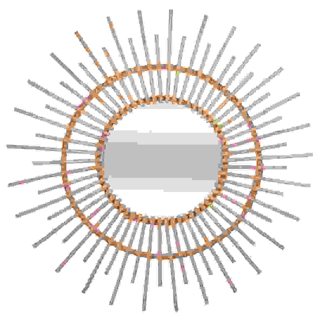 مرآة مستديرة خيزران (75.5 × 2.5 سم)