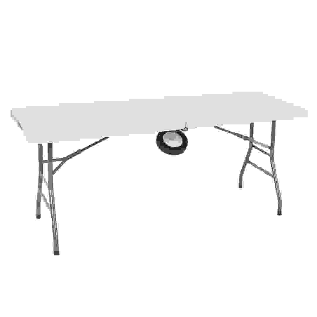 طاولة جرارة خارجية 2 في 1 بلاستيك وفولاذ كريتيف (182.88 × 74.42 × 73.91 سم، أبيض)