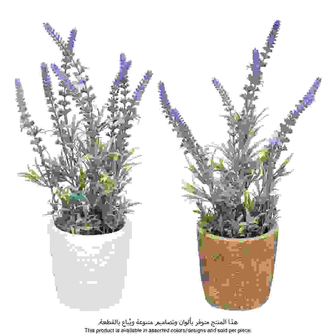 Atmosphera Lavender Artificial Plant W/Cement Pot (21 x 19 x 34 cm, 2 Pc.)