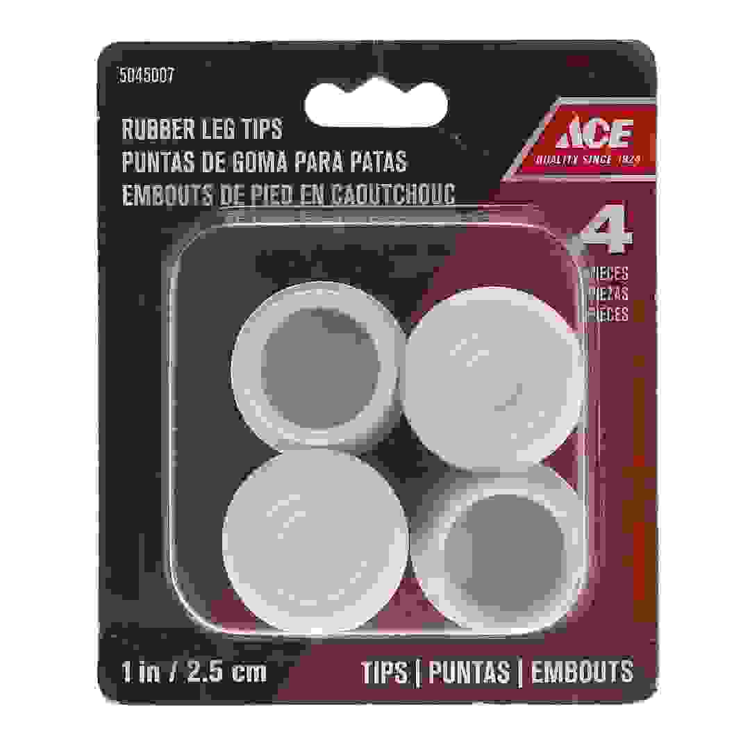 Ace Non-Slip Rubber Leg Tip (White, 2.54 cm, Set Of 4)