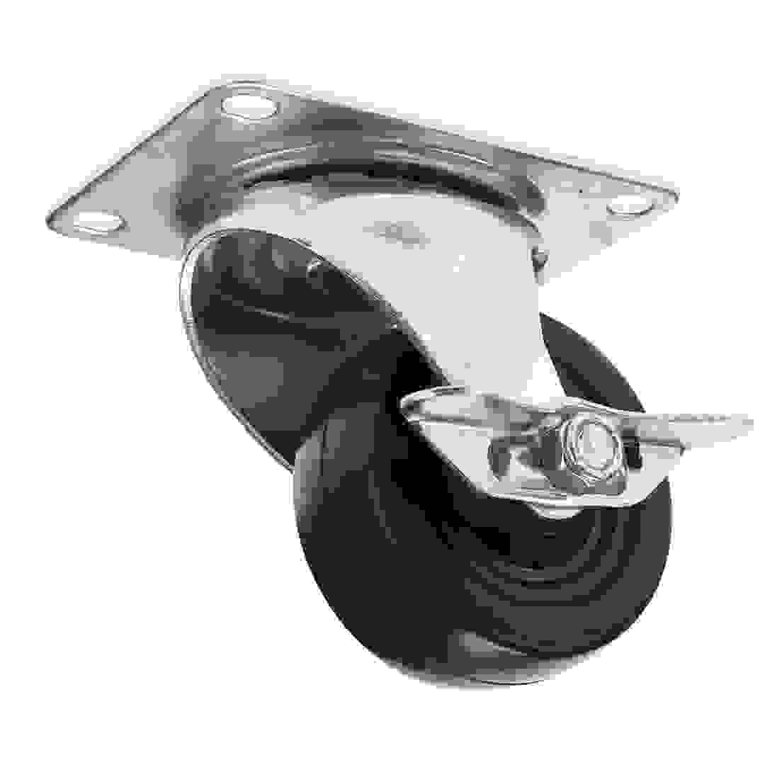 Ace Swivel Soft Rubber Industrial Use Caster Plate W/Brake (7.62 cm)
