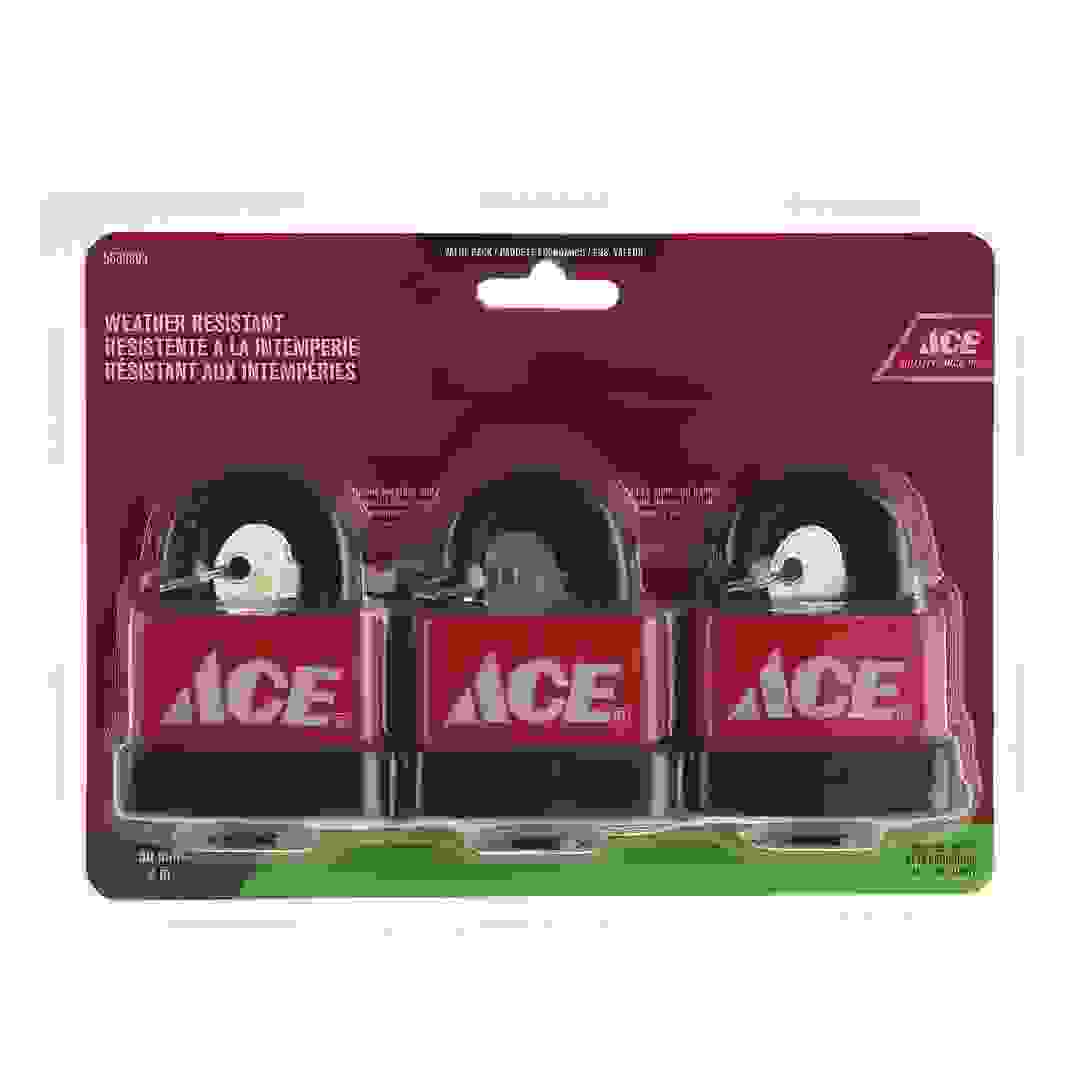 ACE Weatherproof Laminated Steel Padlock Pack (50 mm, 3 Pc.)