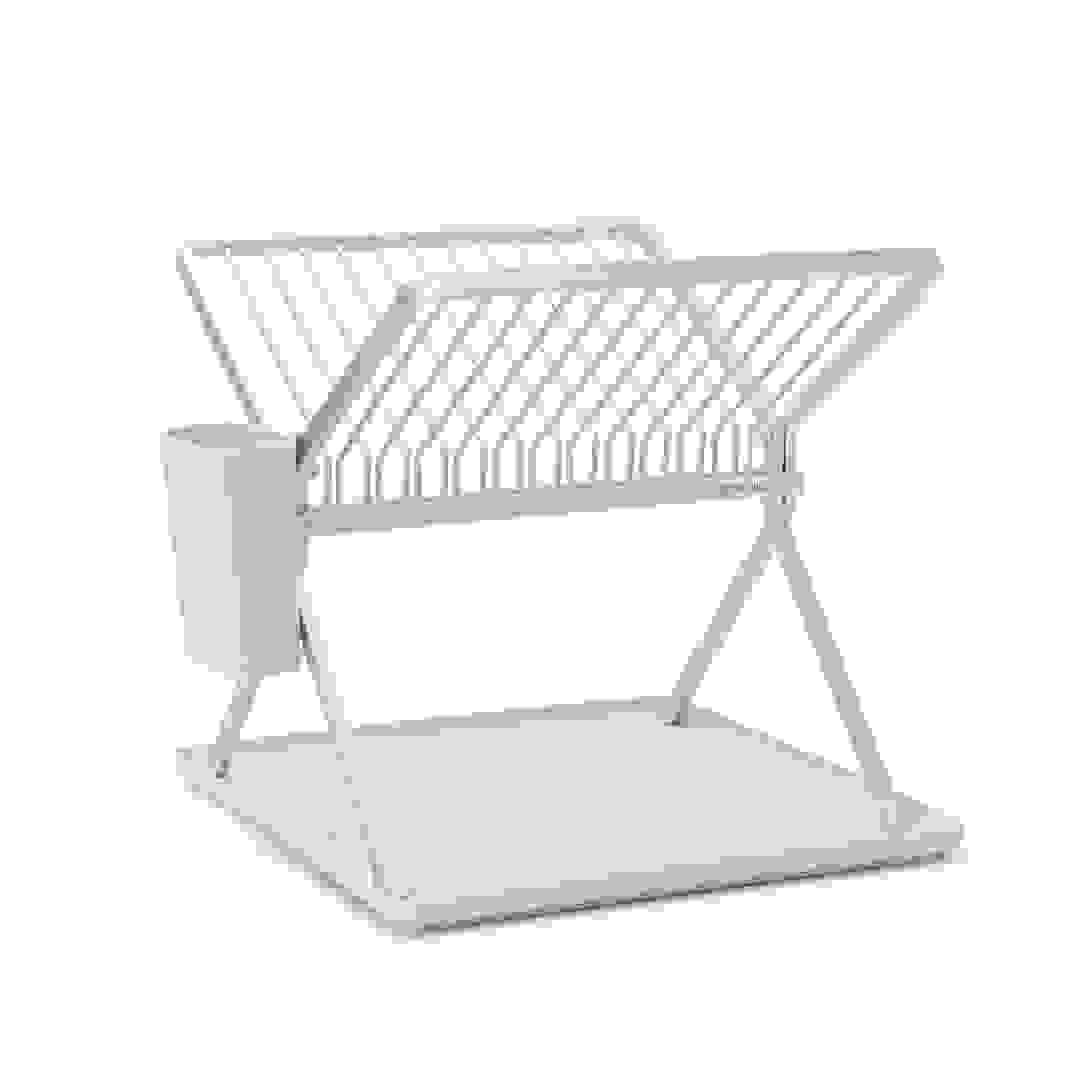 رف تجفيف أطباق قابل للطي ألومنيوم وبلاستيك برابانتيا سينك-سايد (33 × 37 × 31.5 سم، رمادي فاتح)