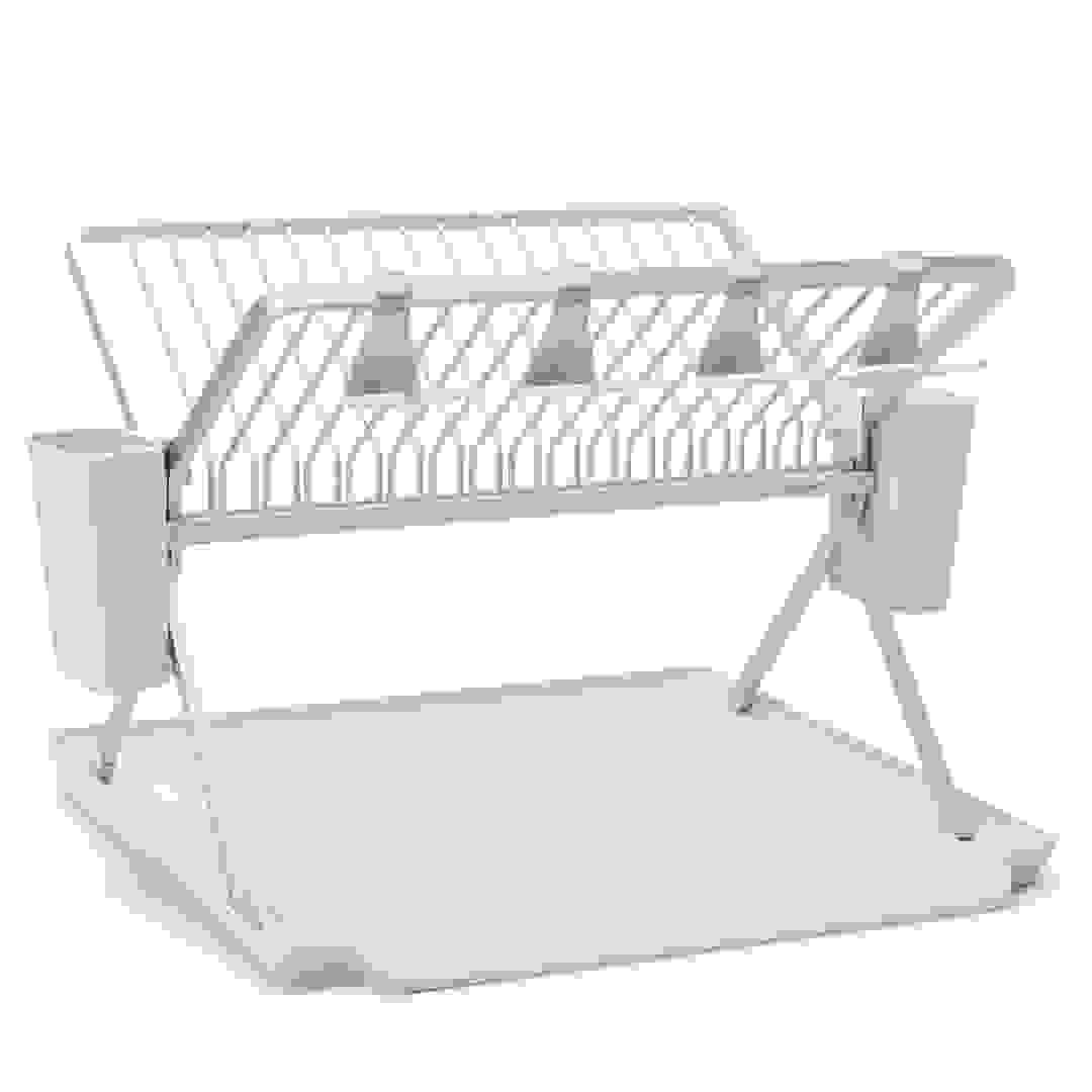 Brabantia SinkSide Aluminum & Plastic Large Foldable Dish Drying Rack (42 x 51 x 33 cm, Light Gray)