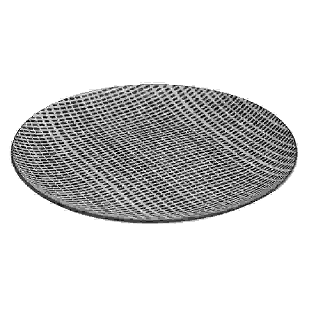 طبق طعام بورسلين إس جي بوهيميا سكوير (26 سم، أسود وأبيض)