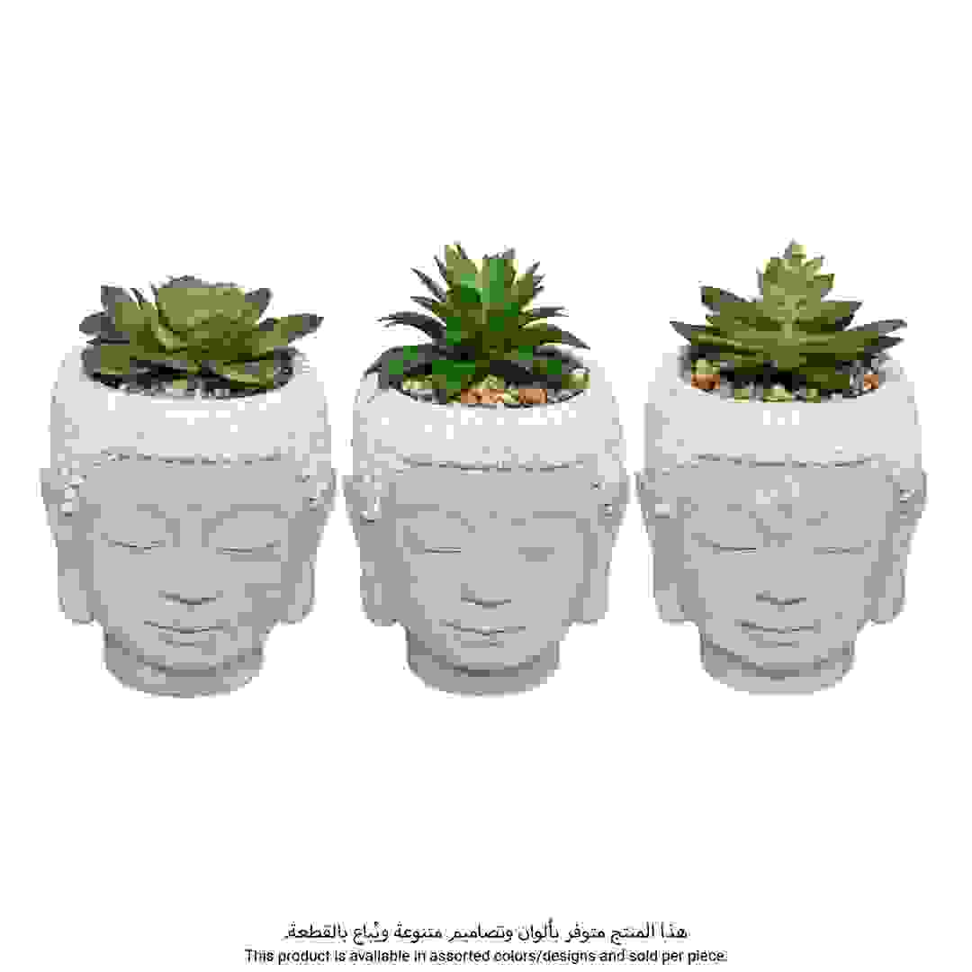 Artificial Succulent Plant W/Concrete Pot (Assorted colors/designs, 13.5 x 18 cm)