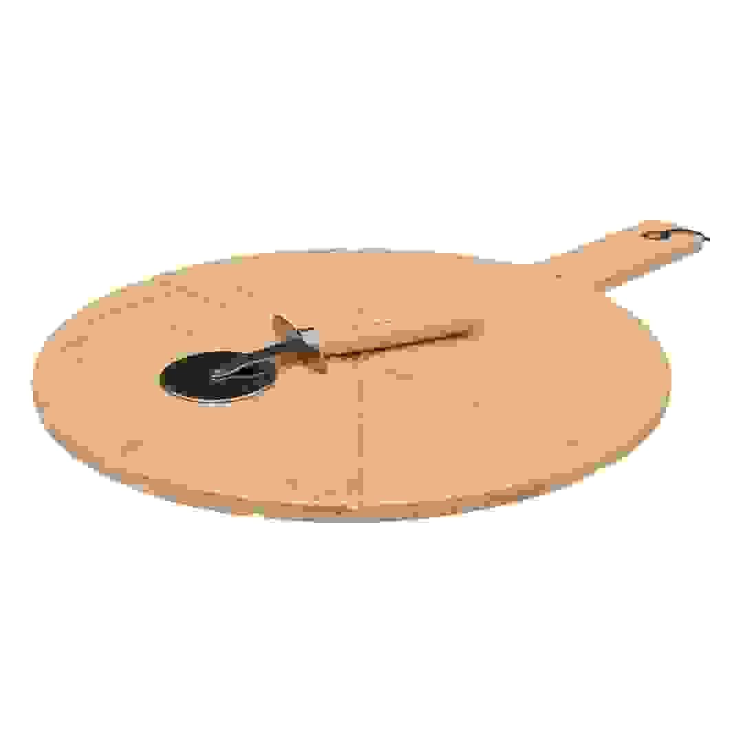 لوح تقطيع بيتزا من الخيزران مع قطاعة 5فايف (37 × 50 × 1.1 سم)