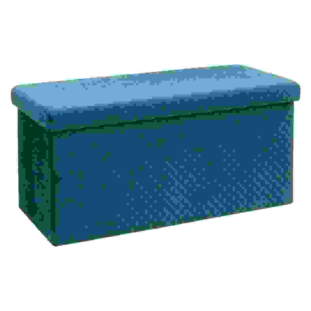 مقعد عثماني بصندوق تخزين مخمل متعدد الاستعمالات 5 فايف (أزرق، 76 × 38 × 38 سم)