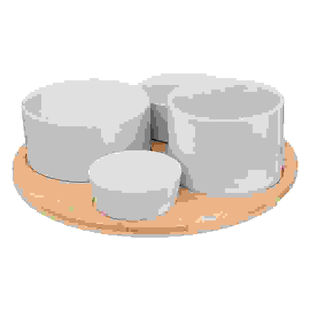 طقم تقديم المقبلات من الخيزران إس جي (5 قطع ، أبيض)