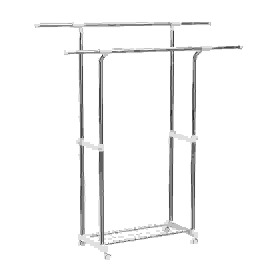 Extendable Stainless Steel Double-Rail Garment Rack (94-160 x 43 x 92-160 cm)