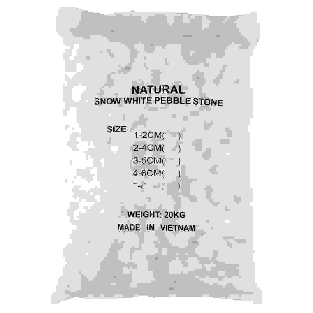 حصى تزيين طبيعي أبيض ثلجي إيس (2-4 سم ، 20 كجم)