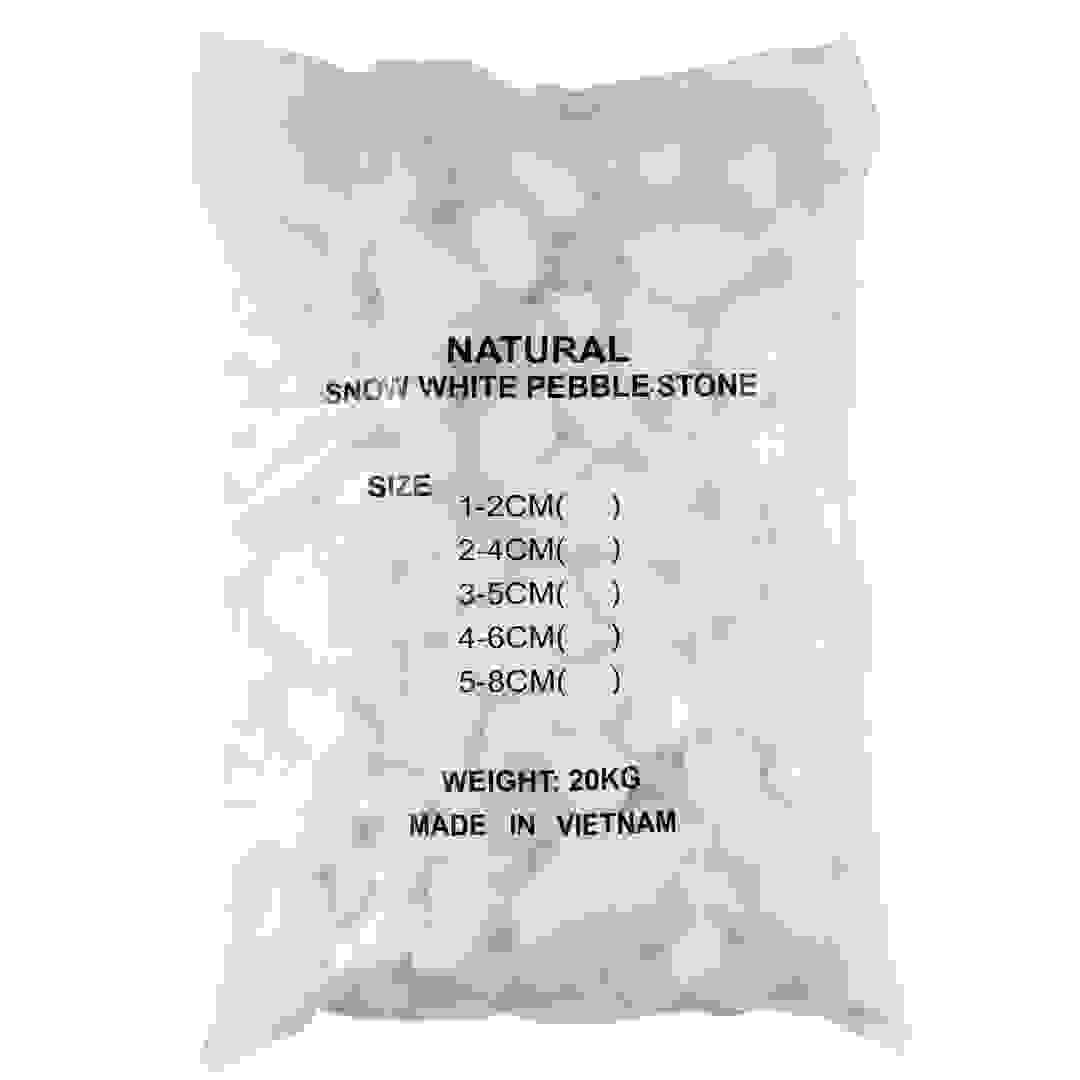 حصى تزيين طبيعي أبيض ثلجي إيس (3-5 سم ، 20 كجم)