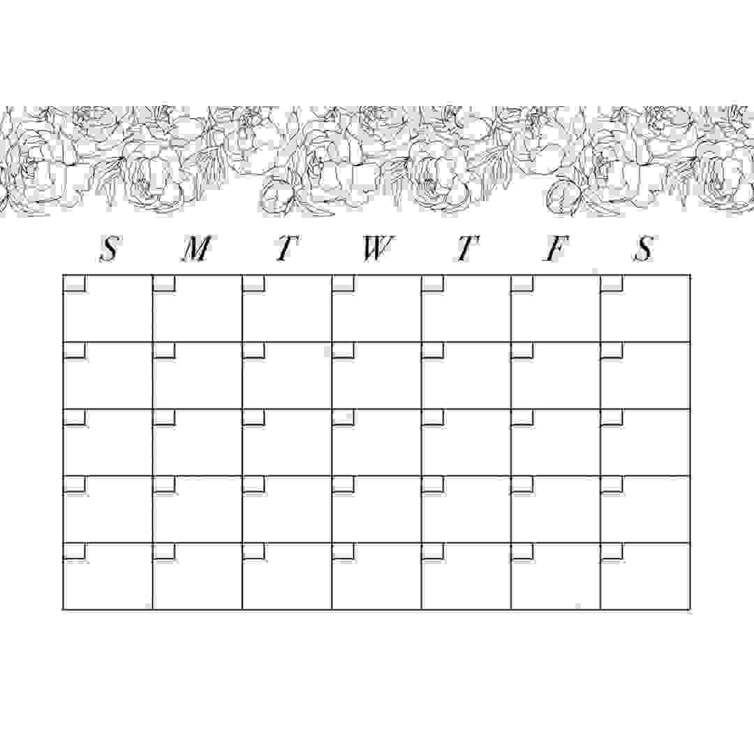 روزنامة جدارية لاصقة قابلة للكتابة والمسح بزركشة أزهار الفاونيا روم ميتس (قطعة، 33.02 × 45.72 سم)