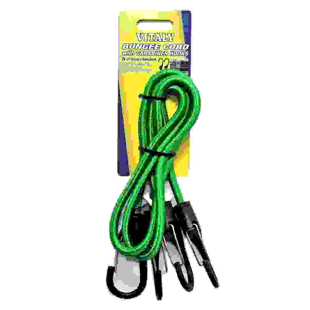 Vitaly 32" Bungee Cord W/Carabiner Hooks Pack (81 cm x 8 mm, 2 Pc.)