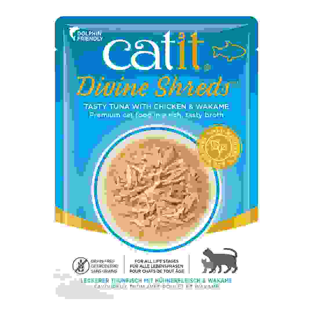 Catit Divine Shreds Wet Food (Tuna W/Chicken & Wakame, 75 g)
