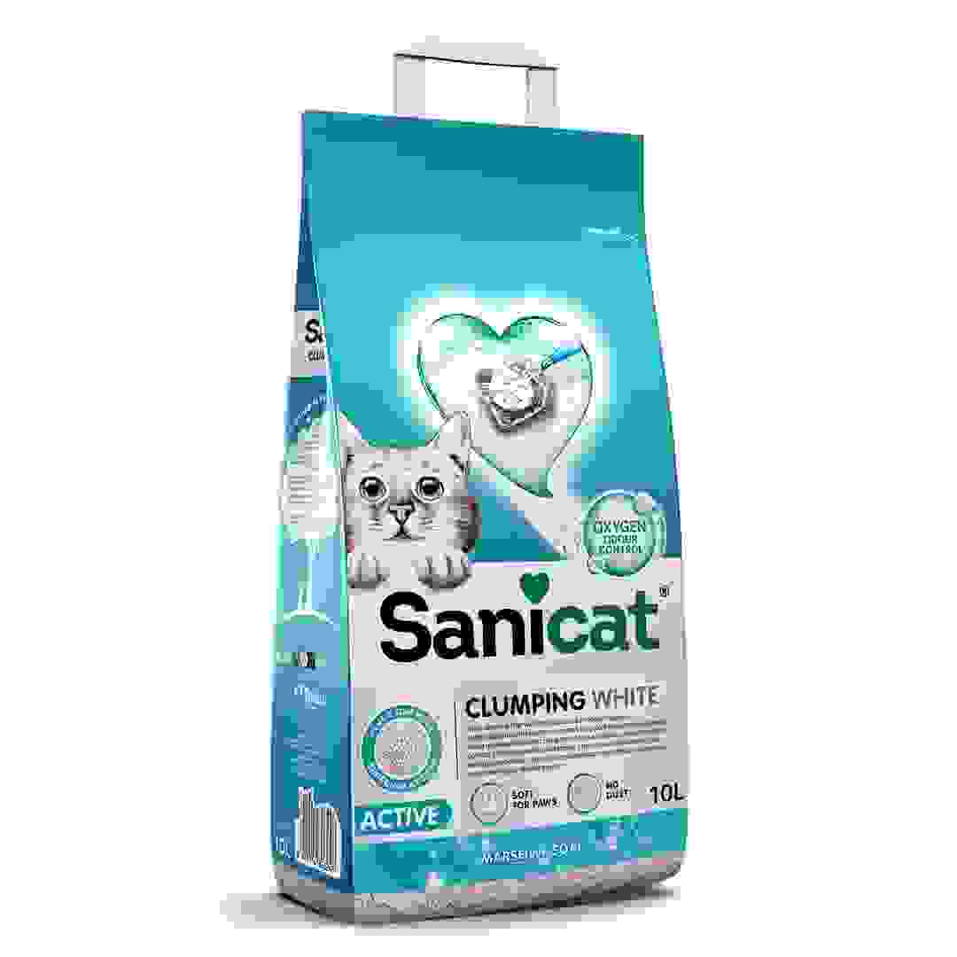 رمل حمام قطط متكتل أبيض سانيكات أكتيف (10 لتر)
