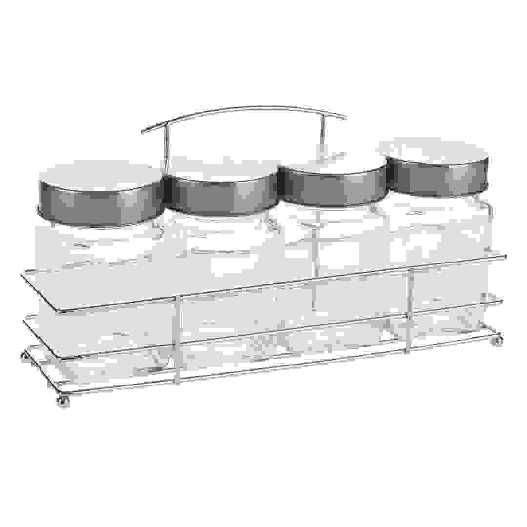 Orchid Glass Spice Jar Set W/Metal Rack (4 Pc.)