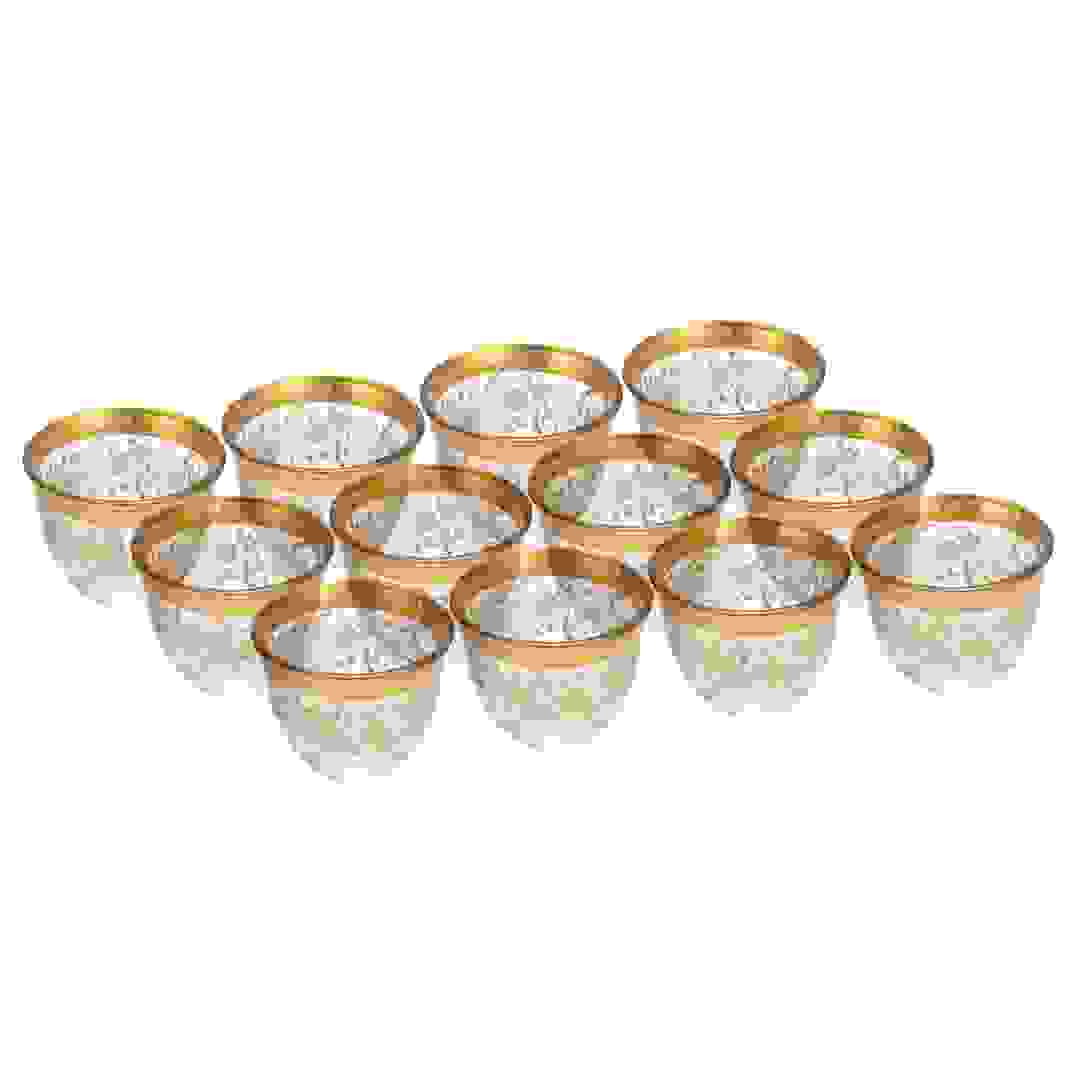 طقم فناجين قهوة عربية زجاجية بزهور أوركيد (80 مل، 12 قطعة)