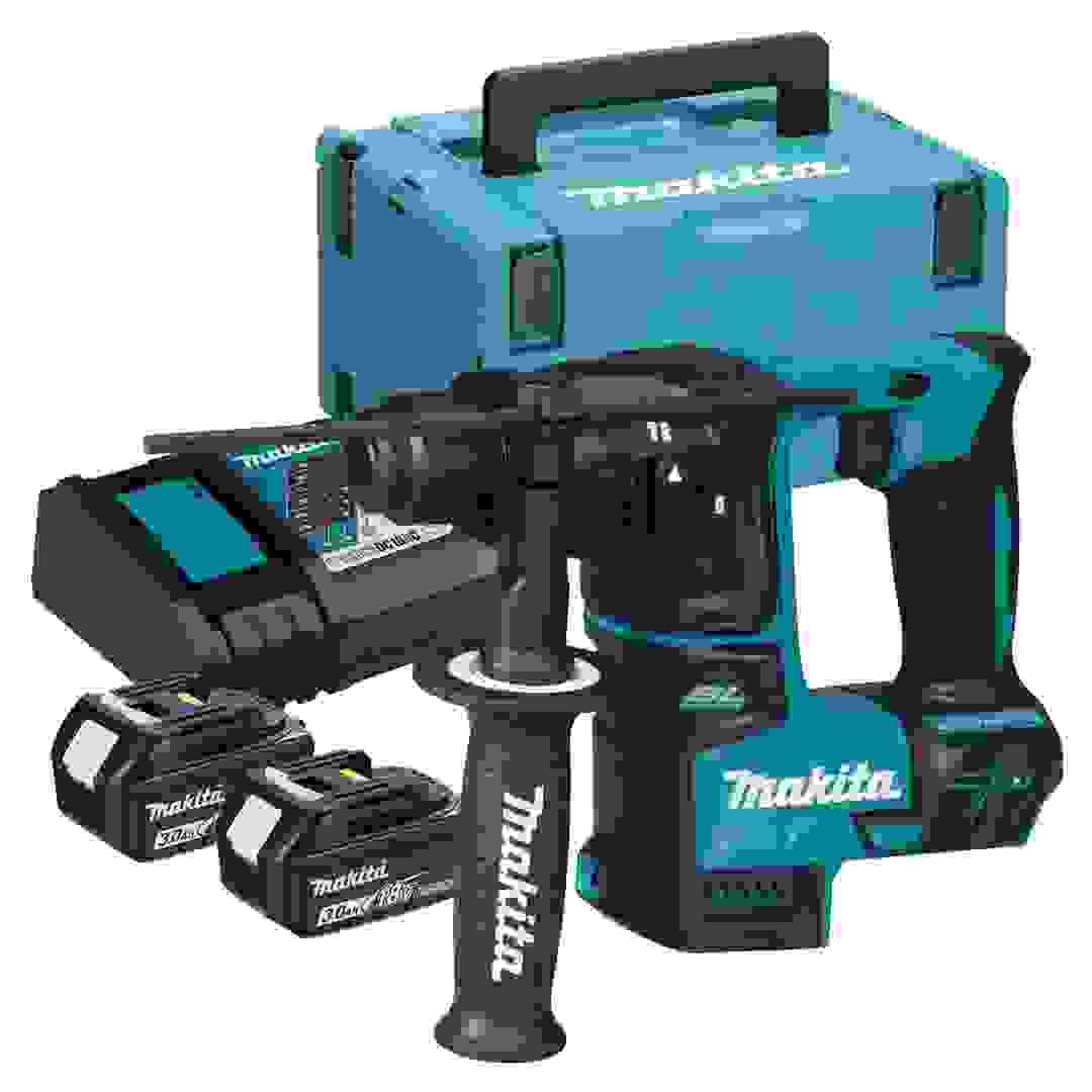 Makita Cordless Compact Rotary Hammer W/Batteries & Charger, DHR171RFJ (18 V)