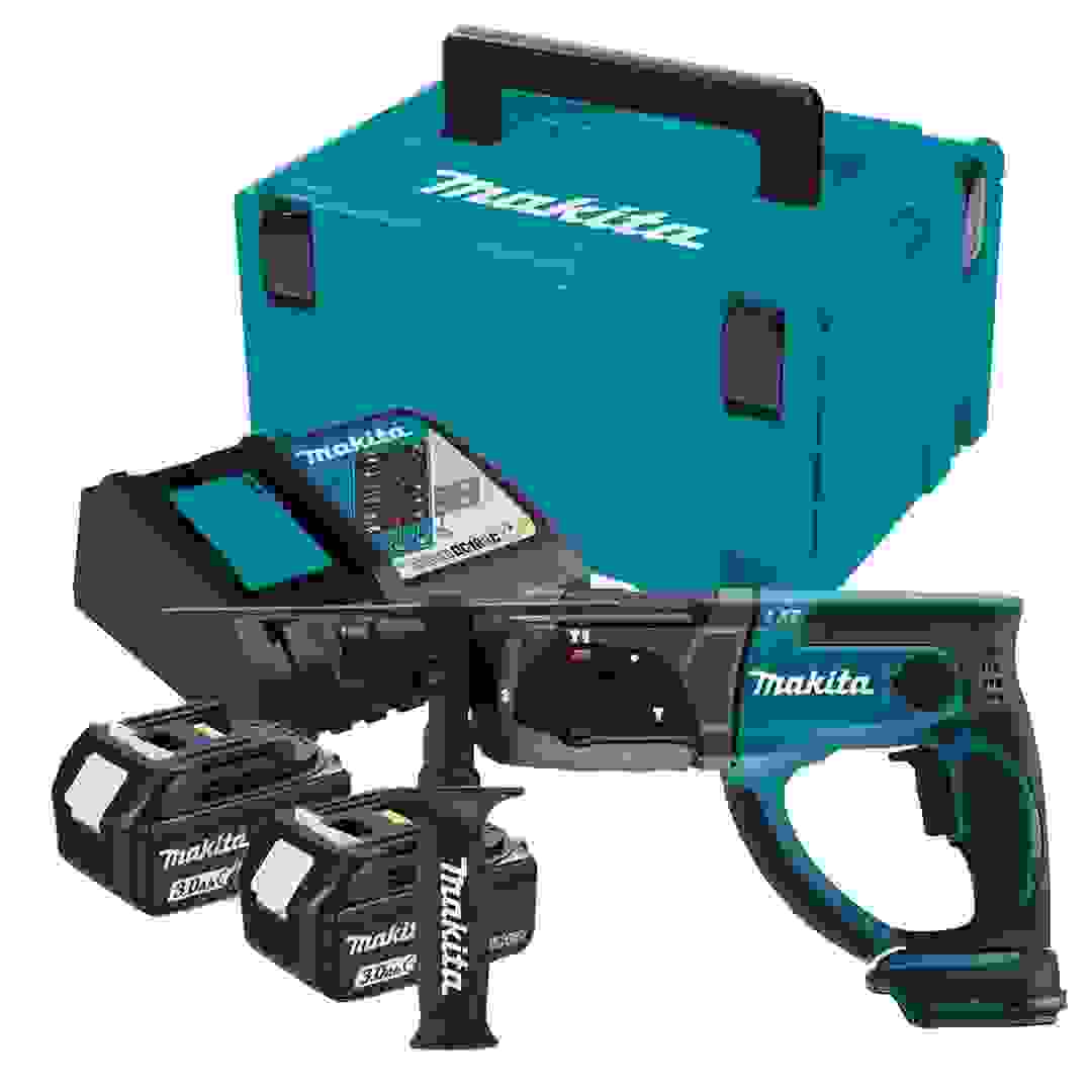 مثقاب رجاج لاسلكي دوار مع بطاريات وشاحن ماكيتا DHR202RFJ (18 فولت)