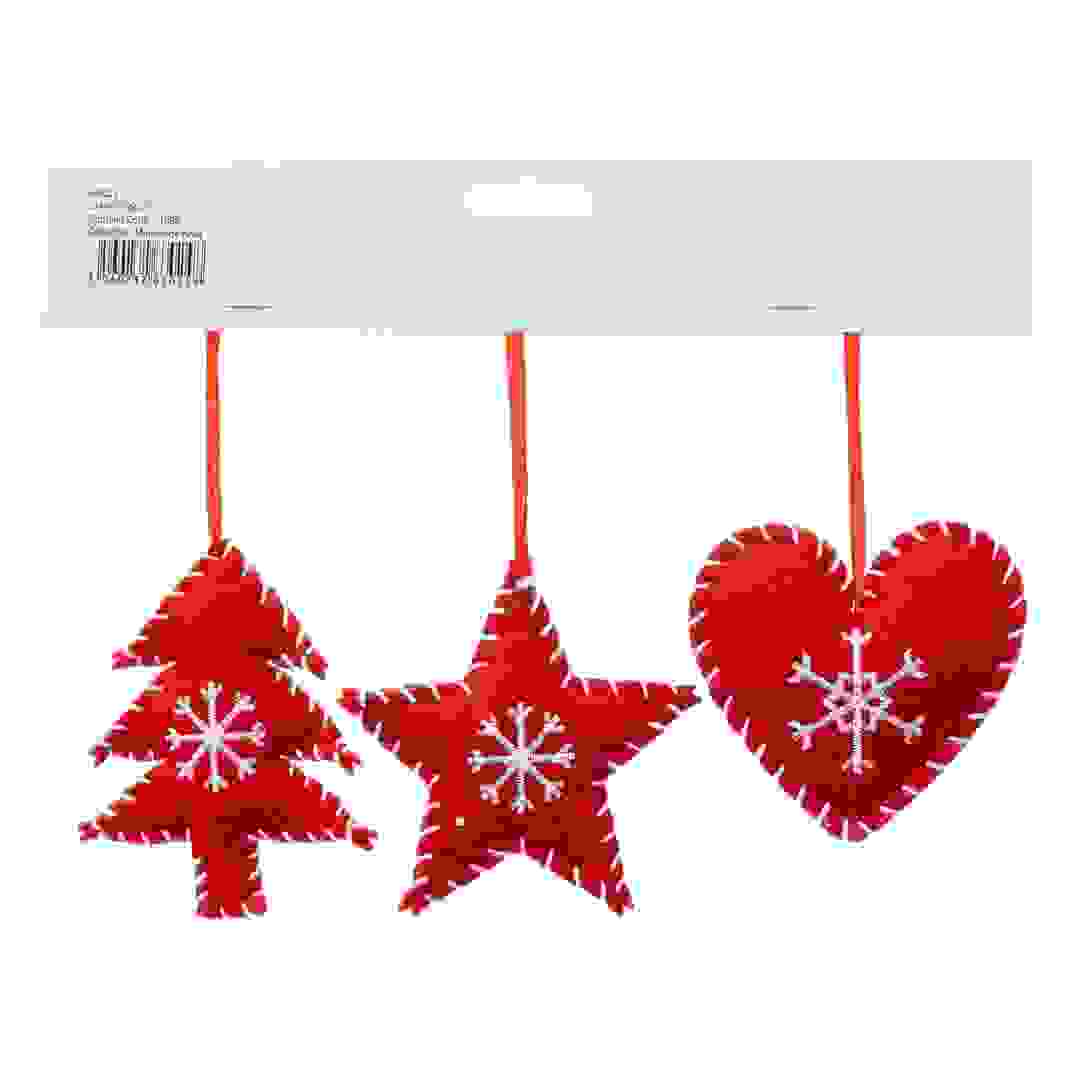 Atmosphera Red Tree Ornament Set (3 Pc., 9 x 1 x 9.5 cm)
