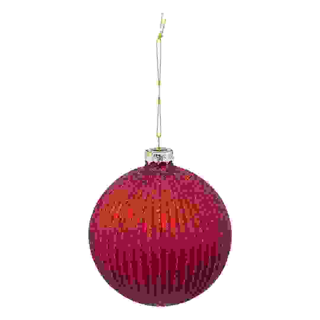 Atmosphera Grooved Bauble (10 cm, Red)