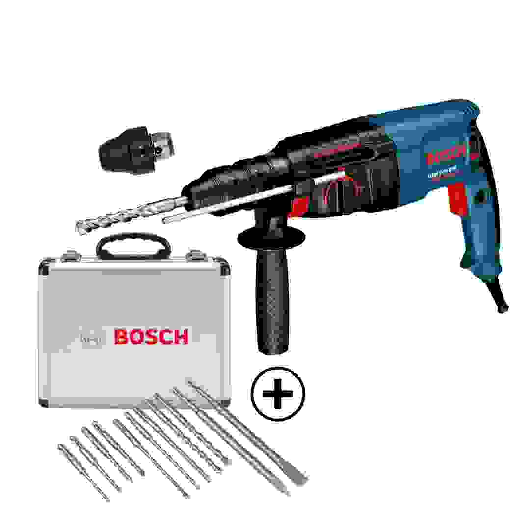 Bosch Corded Professional Rotary Hammer W/SDS Plus, GBH 2-26 DFR (800 W) + SDS Plus Mixed Drill Bit Set (11 Pc.)