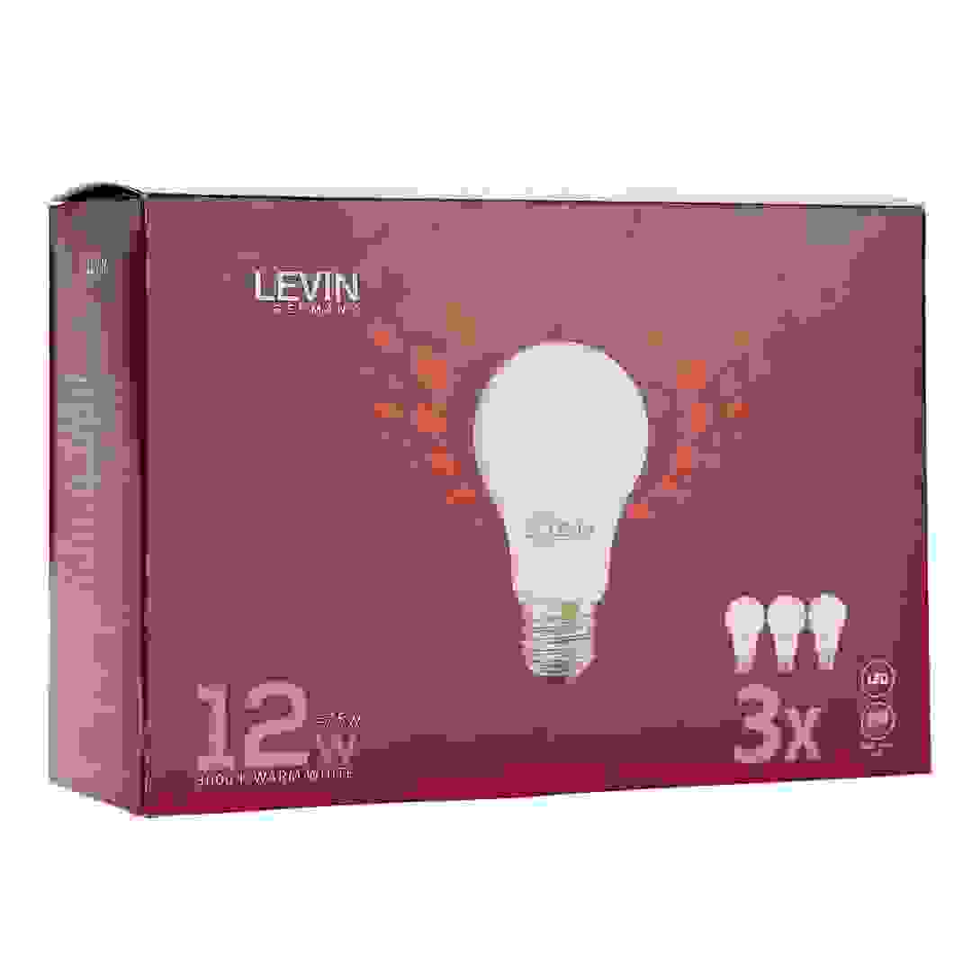 Levin E27 LED A-Type Light Bulb Pack (3 Pc., 12 W, Warm White)