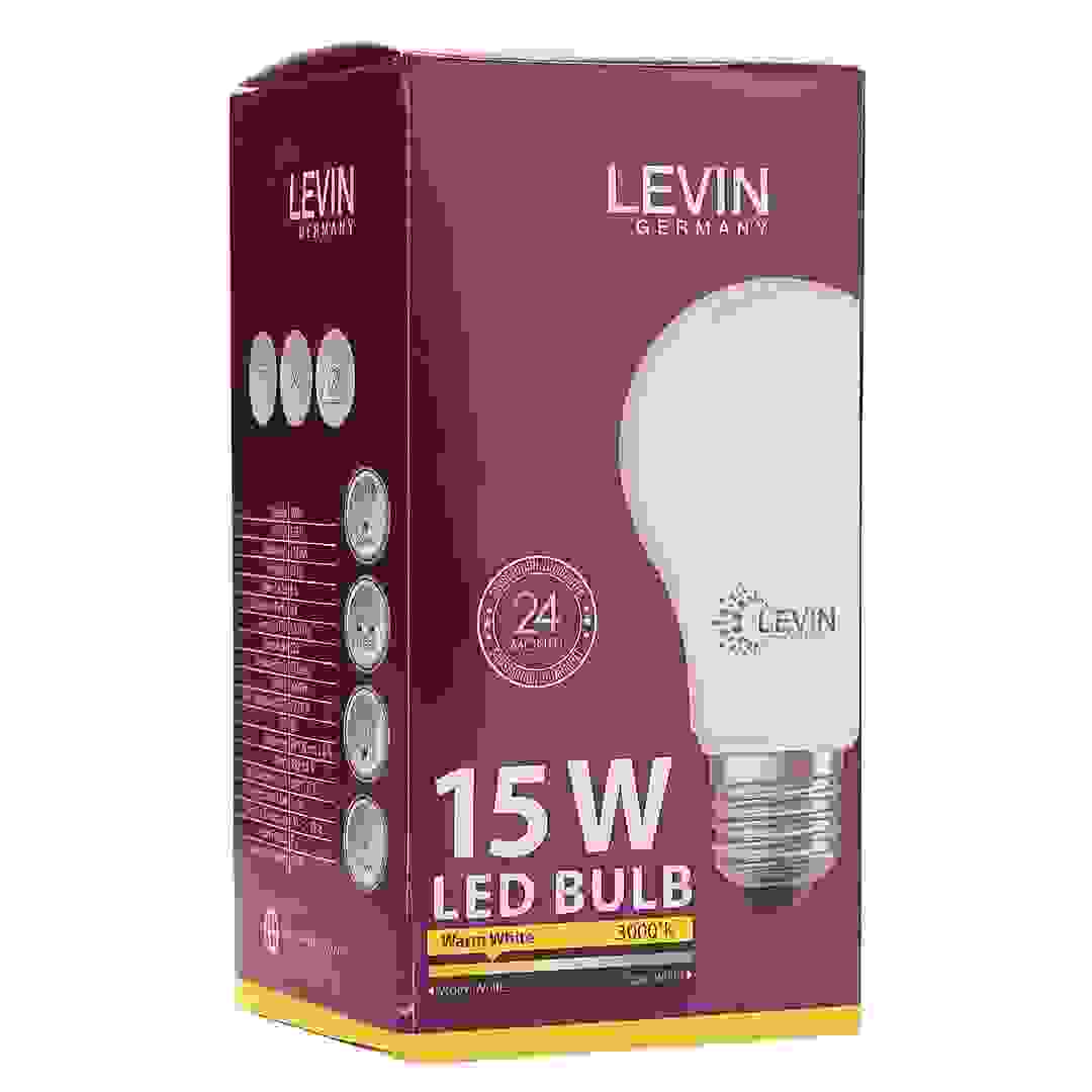 Levin E27 LED A-Type Light Bulb (15 W, Warm White)