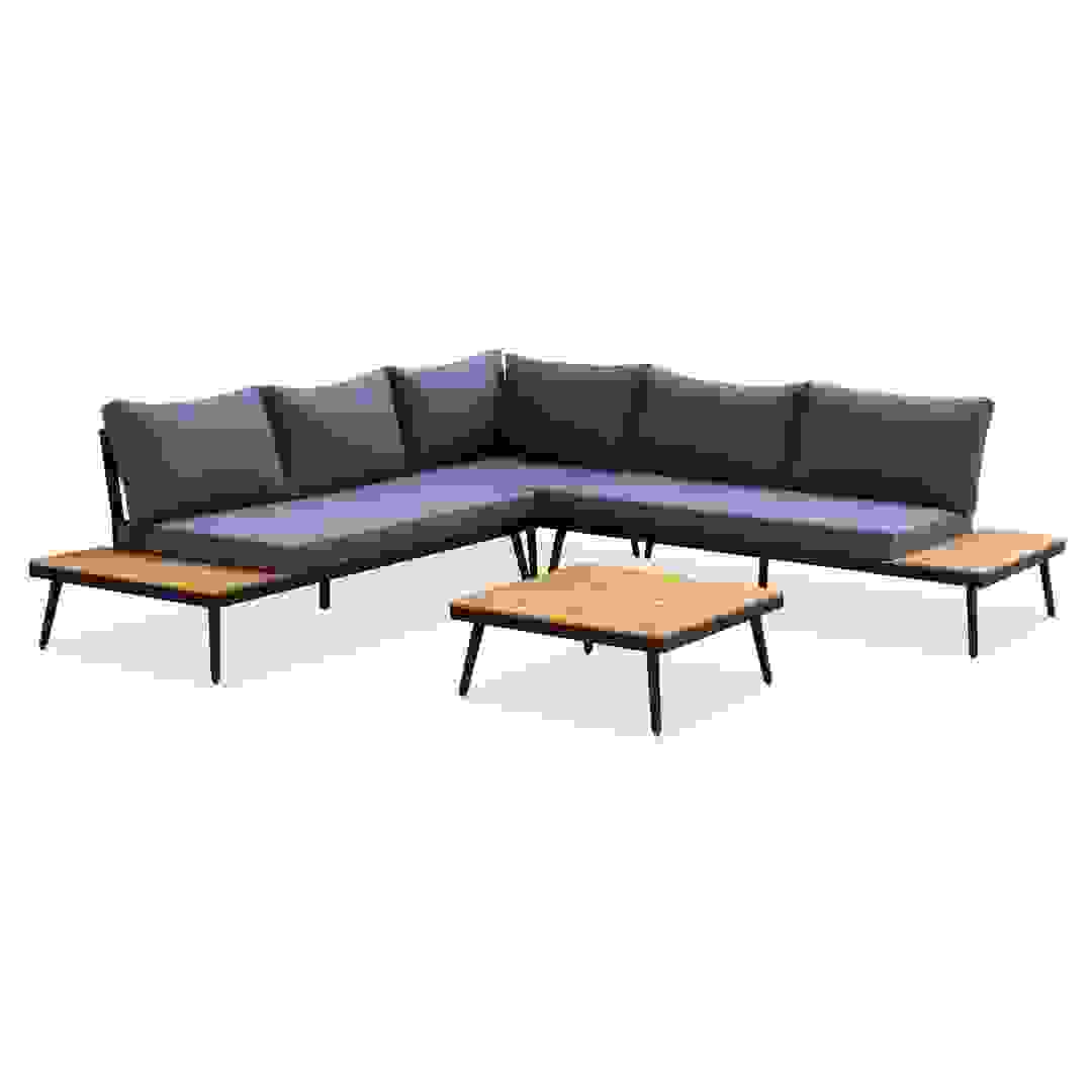 Mia 5-Seater Acacia & Steel Corner Outdoor Sofa Set
