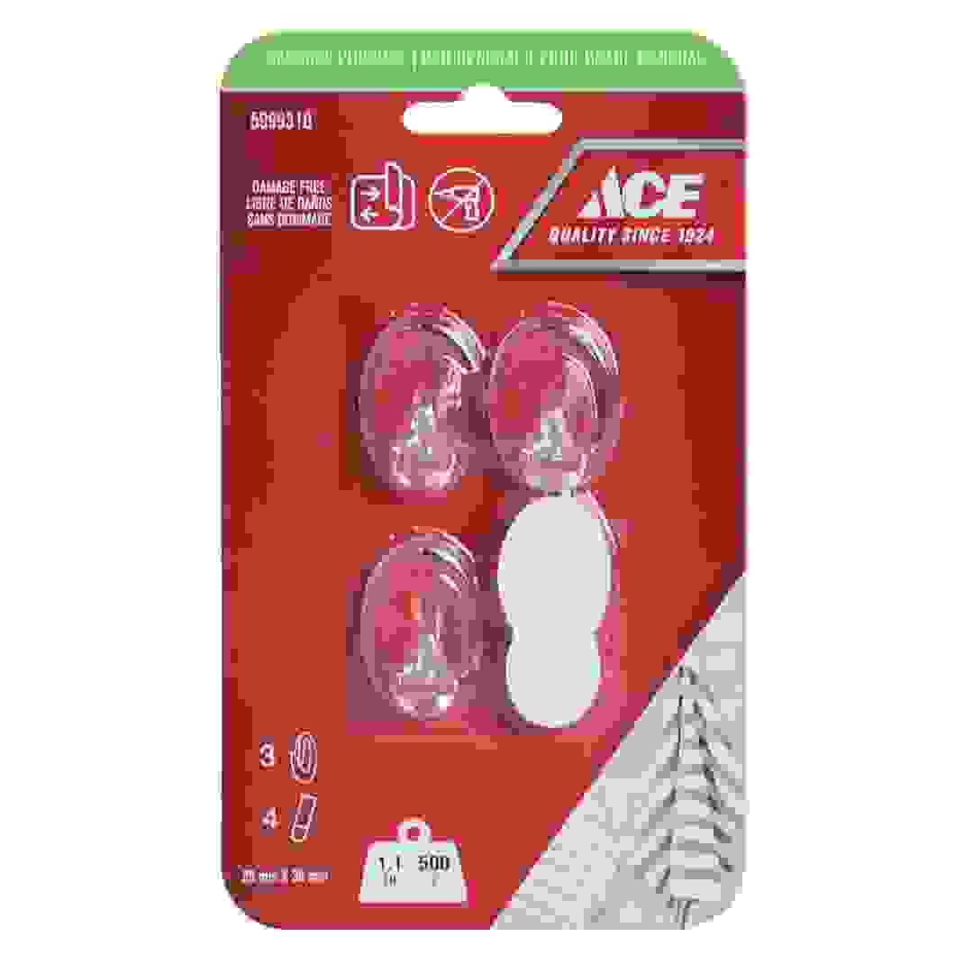 ACE Adhesive Hook Pack (3 Pc., 2.5 x 3.5 cm, Clear)