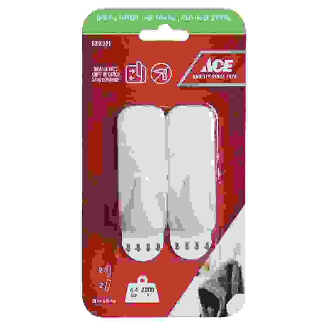 مجموعة علاقات لاصقة إيس (قطعتان ، 3 × 8 سم ، أبيض)