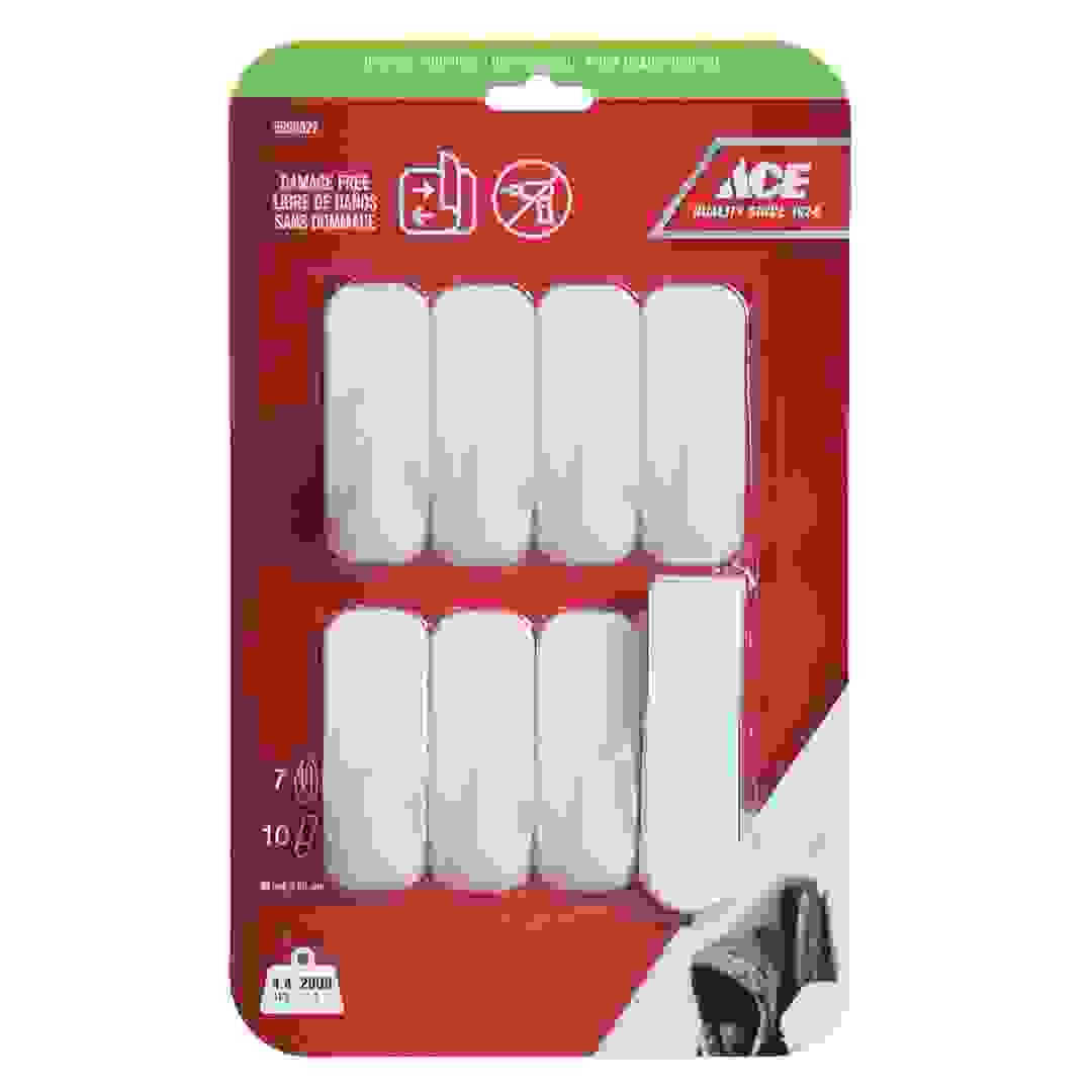 مجموعة علاقات لاصقة إيس (7 قطع ، 3 × 8 سم ، أبيض)