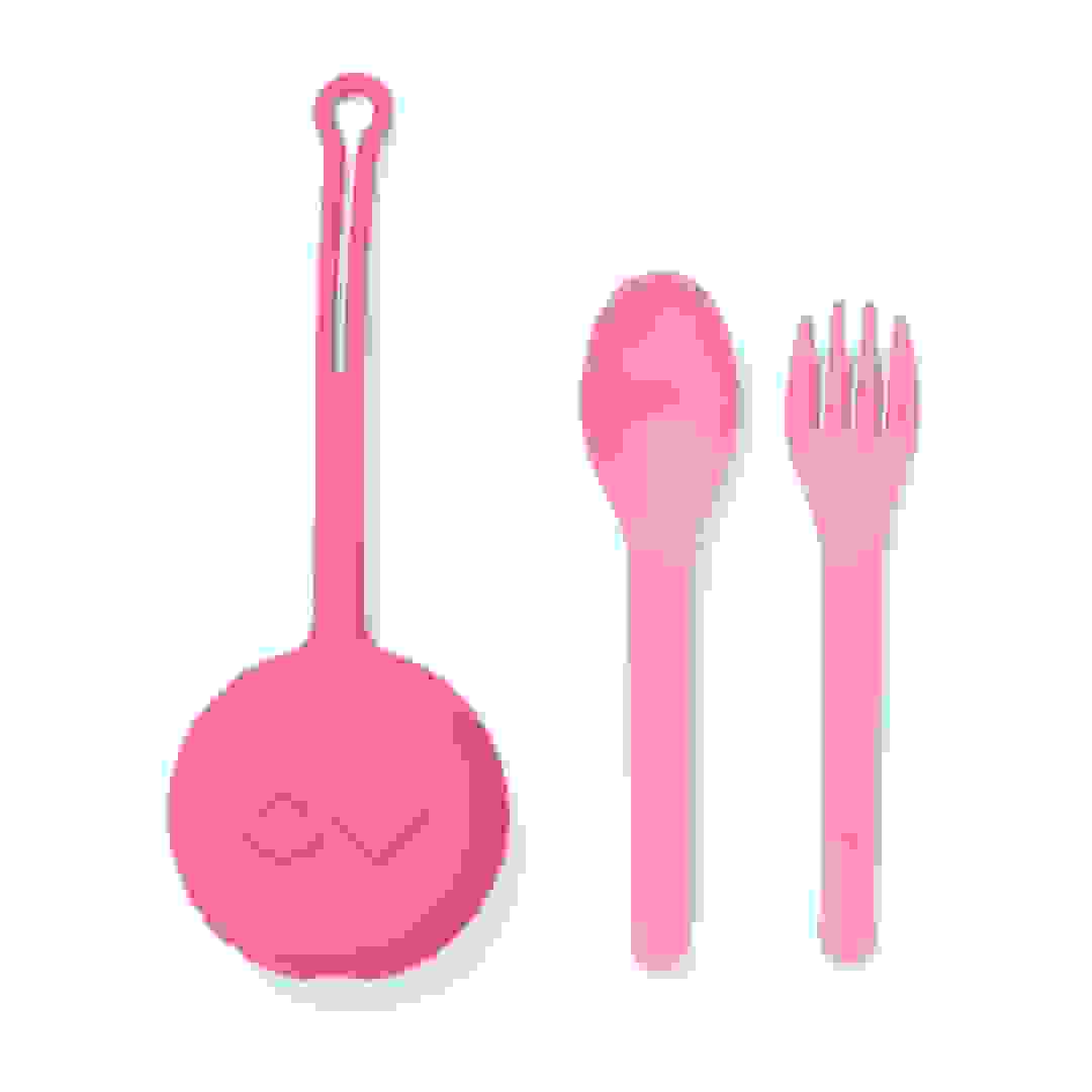 طقم أدوات مائدة للأطفال مع حامل أدوات أومي لايف أومي بود (زهري، 3 قطع)