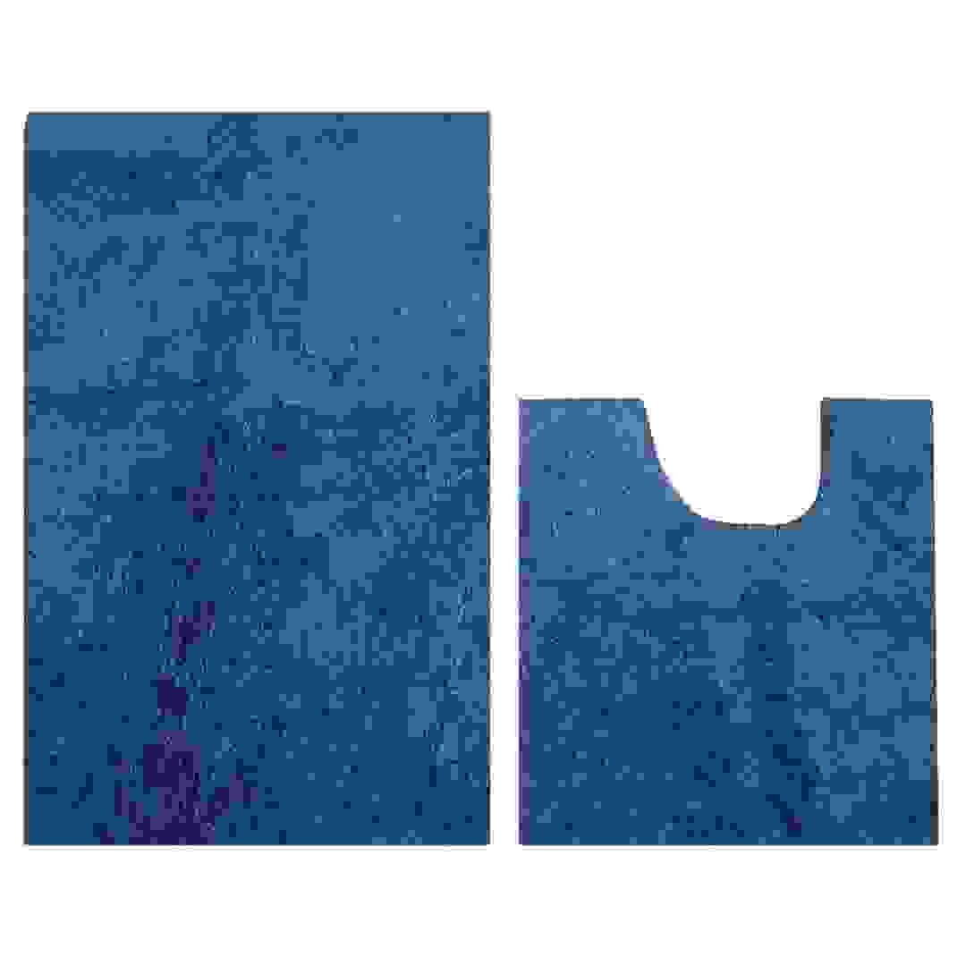 Polyester Bathroom Mat Set (2 Pc., Denim Blue)