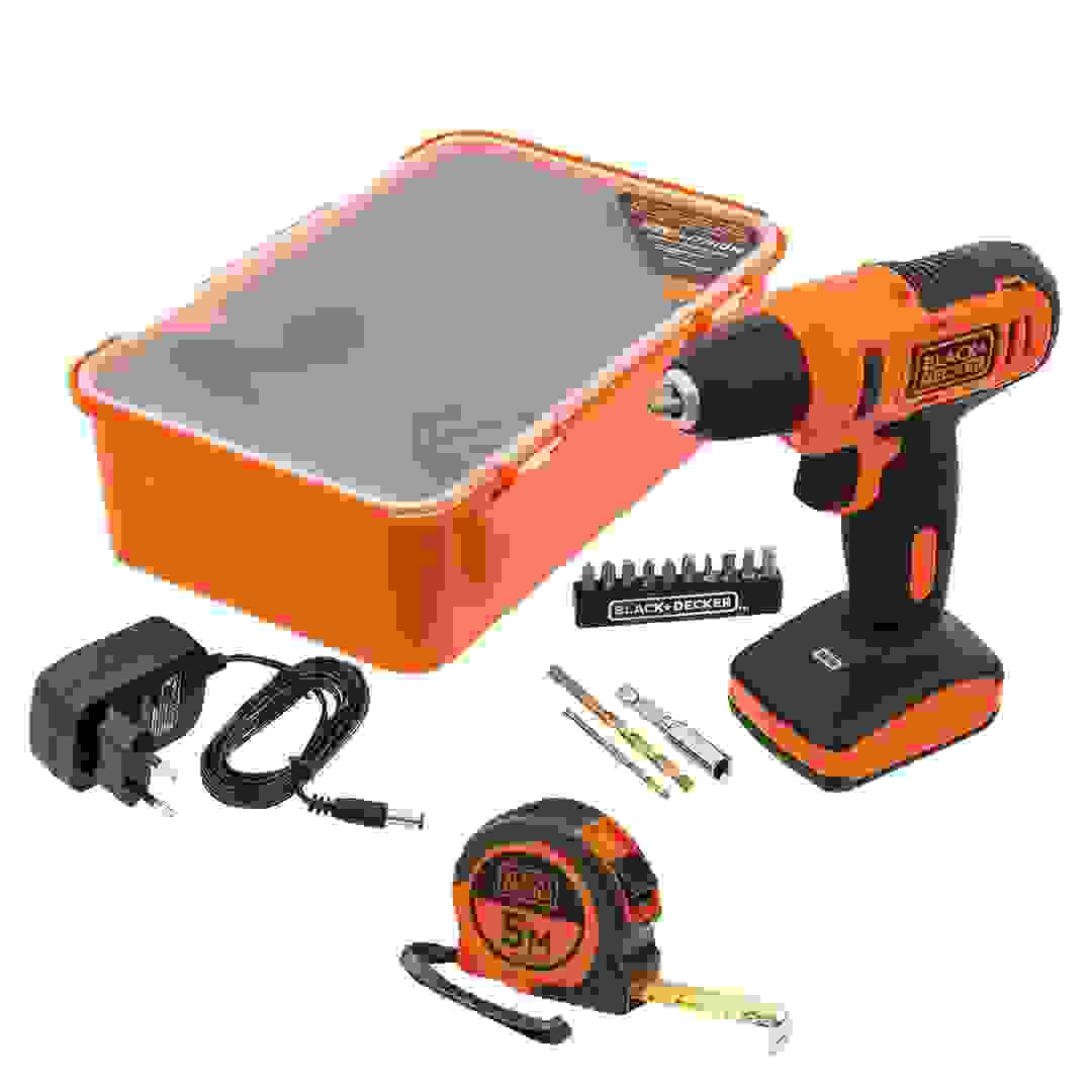 Black+Decker Cordless Drill Driver, LD12SP-IN (12 V) + Measuring Tape (5 m)