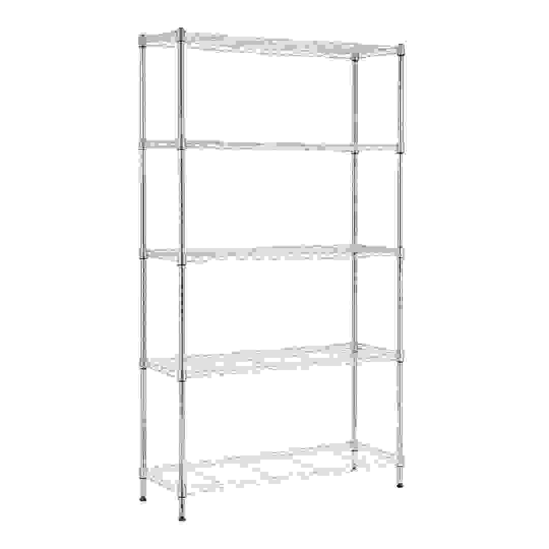 ACE 5-Tier Shelving Unit (90 x 40 x 180 cm, Chrome)