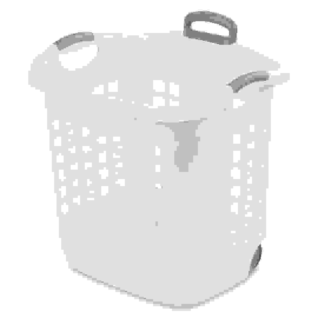 سلة غسيل بلاستيكية بعجلات ستيرلايت (أبيض، 53.66 × 42.55 × 56.20 سم)