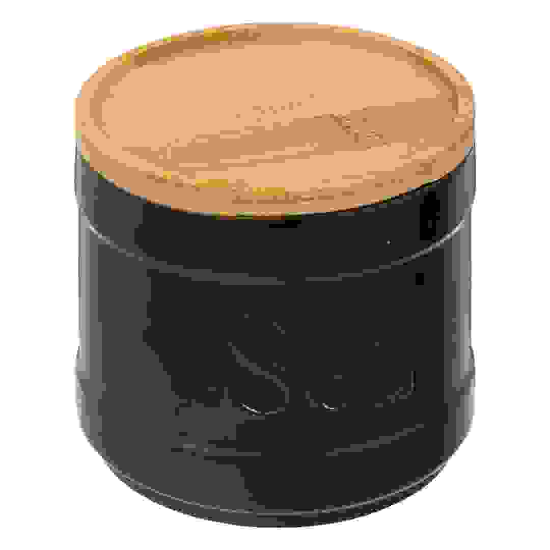 علبة تخزين ملح خزف وخيزران ناتوريو 5فايف (10.7 × 10 سم، أسود)