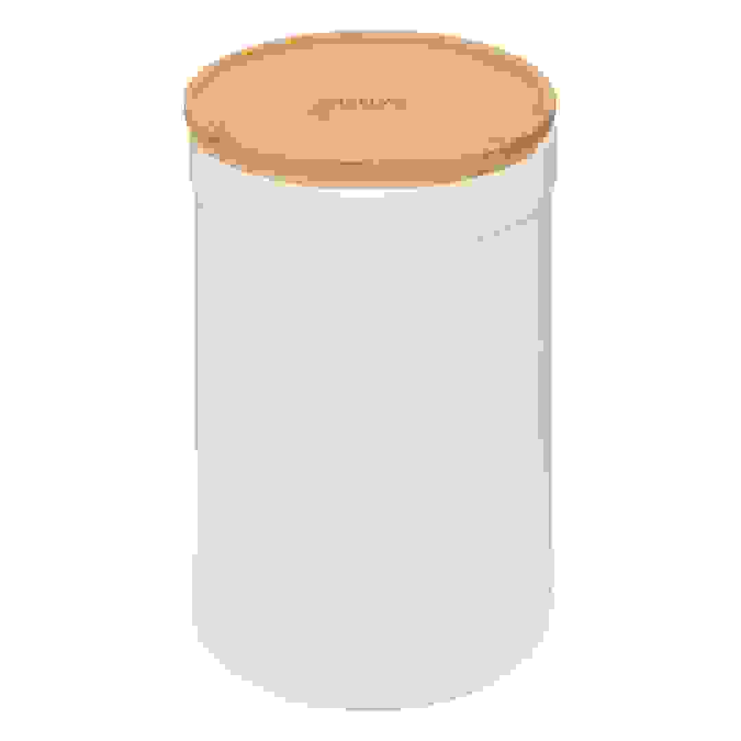 علبة تخزين طحين خزف وخيزران ناتوريو 5فايف (12.2 × 19.5 سم، أبيض)