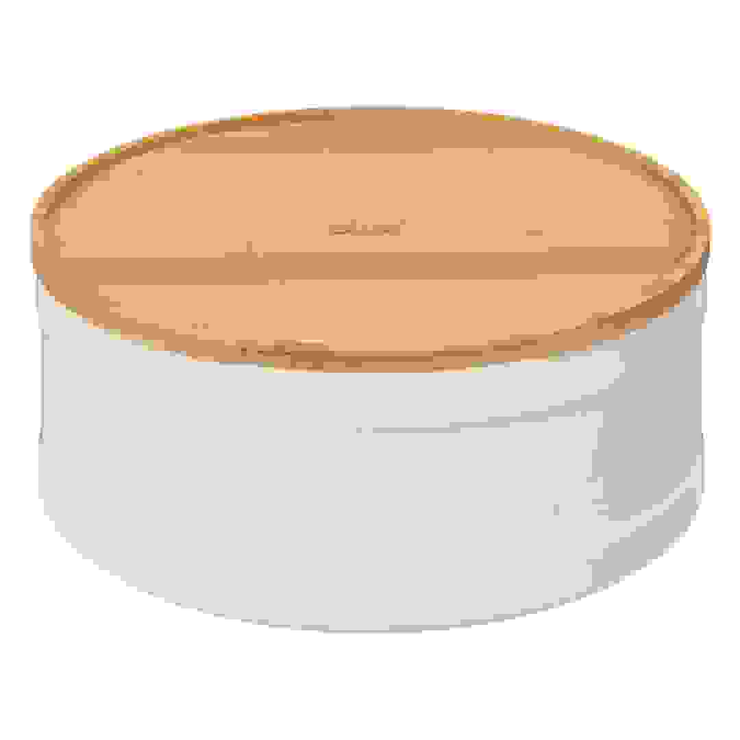 5Five Natureo Stoneware & Bamboo Cookie Box (22.3 x 9.8 cm, White)