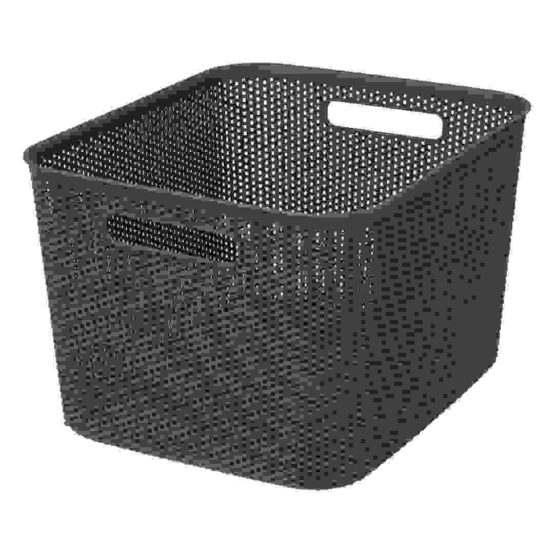 5Five Plastic Storage Basket (19 L, Charcoal)