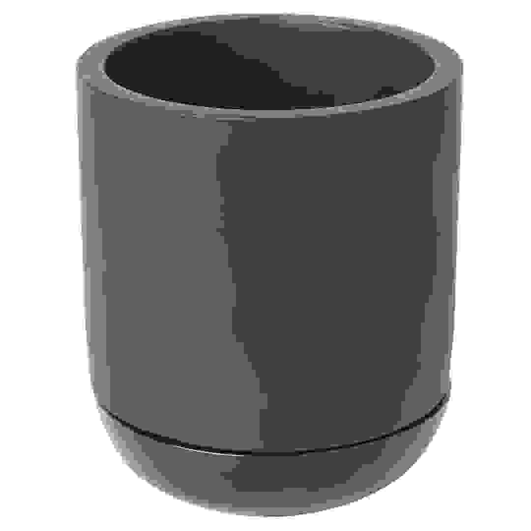 Concrete Plant Pot W/Saucer (15.7 x 18 cm, Black)