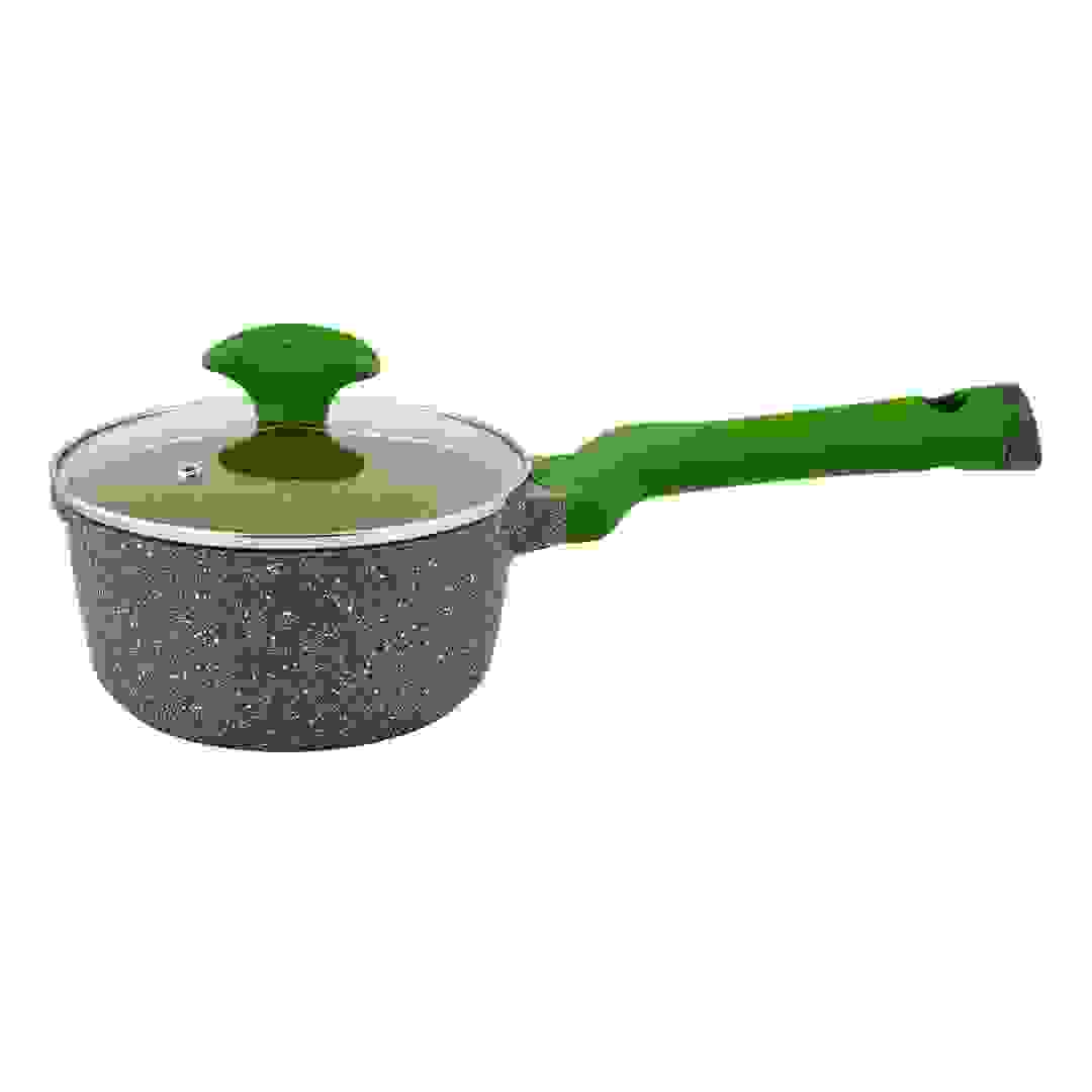 Prestige Essentials Non-Stick Granite Sauce Pan W/Lid & Aluminum Base (16 cm, Green)