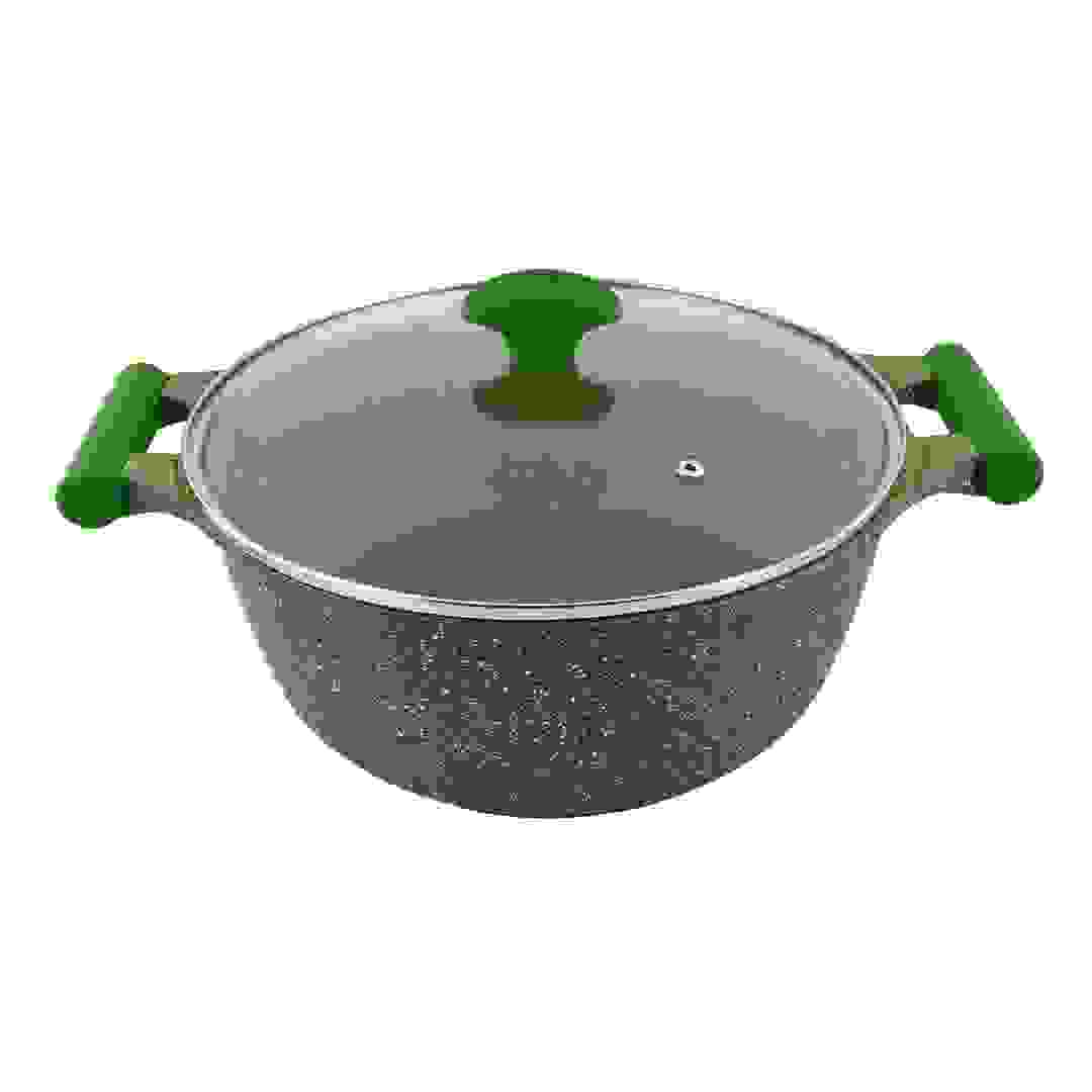 Prestige Essentials Non-Stick Granite Casserole W/Lid & Aluminum Base (24 cm, Green)